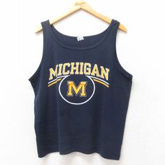 L/古着 チャンピオン champion ビンテージ タンクトップ メンズ 80s ミシガン 紺 ネイビー 25jun06 中古
