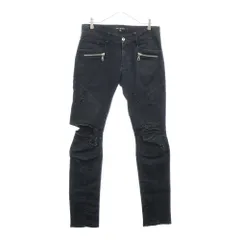 未使用に近い ノーアイディー ブラック コーティングバイカースキニー