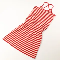 00’s WORLD WIDE LOVE! ワールドワイドラブ! ボーダーキャミワンピース フリーサイズ レッド/ベビーピンク（ジャンク商品）