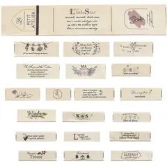 【最短発送】50mm フラワー 25mm ハンドメイド用 20mm コットン 15mm 綿 22種 ロゴ タグ おしゃれ ニュアンス ワッペン MYmama