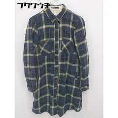 ◇ ◎ CIAOPANIC チャオパニック チェック 長袖 膝丈 シャツワンピース サイズM ネイビー グリーン イエロー レディース 【中古】 【1102120002922】