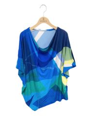 イッセイミヤケ IM52JK512 Tシャツ 2 ブルー 幾何学模様 IT2BHKXTYG12