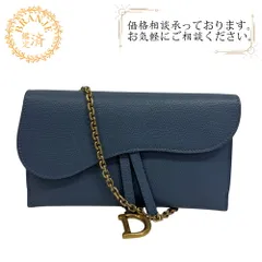 ディオールチェーンウォレット☆エナメル　ネイビー 中古・古着通販】Christian Dior (クリスチャン ディオール