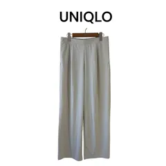 【新品　タグ付き】 UNIQLO ユニクロ クレープジャージー ストレートパンツ L ライトグレー ウエストゴム