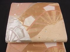 平和屋1■六通柄袋帯　片輪車文　金銀糸　逸品　yk0701