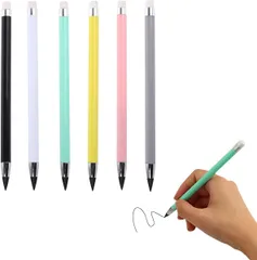 無限鉛筆 エターナルペンシル 特殊合金芯 消しゴムで消せる SDGs エコ 削り不要 鉛筆 6本セット 削らない鉛筆 金属鉛筆 メタル 折れない鉛筆 インクなしえんぴつ 筆 6カラー おしゃれ ギフト