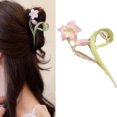 【数量限定】オフィス シンプル ヘアクリップ ヘアアクセサリー 花 髪留め クリップ バンスクリップ 大きめ 髪飾り オフィス 人気 韓国風 HAPVITAL おしゃれ 贈り物 レディース用 (パープル)
