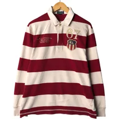 古着 00年代 ラルフローレン Ralph Lauren POLO JEANS COMPANY 星条旗柄 ボーダー柄 長袖 ラガーシャツ メンズL相当/eaa594609