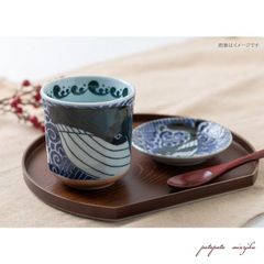 美濃焼  白波くじら  湯呑  八角湯呑  くじら 8.5cm  コップ  磁器  陶器  カップ　 パタパタ民族