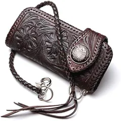 K&R バイカーズ ウォレット ビング メンズ 財布 牛革 レザーウォレット コンチョ サ ドル 本革(ダークブラウン/ダークブラウン)