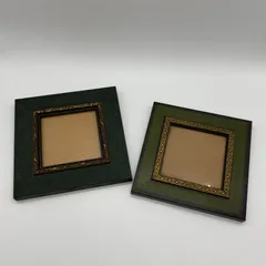 アンティーク フォトフレーム 2個セット ミニ額縁 グリーン系 木製 スクエア インテリア小物 写真立て ビンテージ