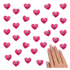 ネイルパーツ ハート ピンク 7ｍｍ 目玉 小さめ 50個 キャラクター ミニ ぷっくり 3Ｄ 樹脂製 カボション レジン デコパーツ アクセサリー ハンドメイド 手芸 パーツ BD4042
