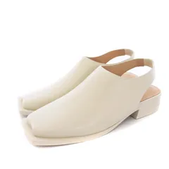 イッセイミヤケ ISSEY MIYAKE UNITED NUDE スクエアトゥ サンダル アンクルストラップ チャンキーヒール レザー 36 23cm ベージュ /KHのサムネイル