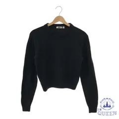 ☆美品 UNIQLO ユニクロ トップス セーター クロップド丈 カジュアル 長袖 レディース ブラック M 毛100％ 901-10672 送料無料 古着