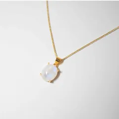 天然石 レインボームーンストーン ネックレス アジャスター付き ゴールド 白
