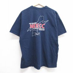 XL/古着 半袖 ビンテージ Tシャツ メンズ 00s NEECC コットン クルーネック 紺 ネイビー 25jun06 中古