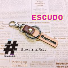 #ESCUDO 本革ハンドメイド ハッシュタグキーホルダー エスクード