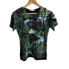 CARVEN(カルヴェン) 半袖Tシャツ サイズXS レディース美品  - 黒×グリーン×マルチ クルーネック