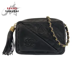 CHANEL シャネル ヴィンテージ マトラッセ ココマーク フリンジ ブラック ラムスキン チェーンショルダーバッグ カメラバッグ  409182【中古】