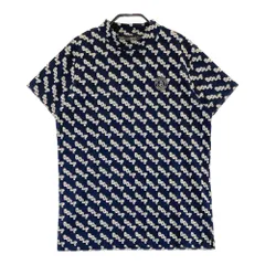 サイズ：2 JACK BUNNY ジャックバニー 2024年モデル ； モックネック 半袖 Tシャツ 総柄 ネイビー系 [240101404310] ゴルフウェア レディース ストスト