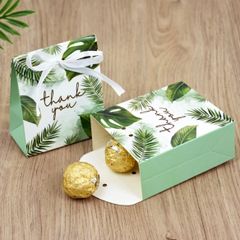 thank you★ リーフ柄　プレゼント　ギフトボックス　50個セット　プレゼント　クリスマス　イベント　ウエディング　結婚式　引出物