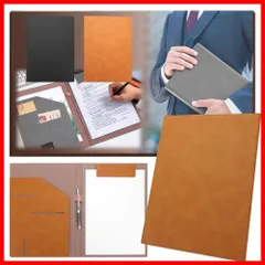 【新着商品】二つ折り ファイルボード 多機能 PUレザー クリップファイル 会議パッド クリップボード (ブラウン) A4 バインダー 【議事録のプロが監修】