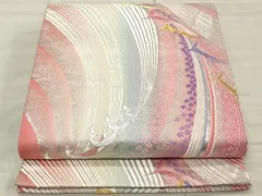 平和屋着物◎両面　六通柄袋帯　唐織　花鳥文　銀糸　正絹　逸品　CAAR8999id