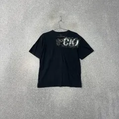Calvin Klein(カルバ・ンクライン) ヴィンテージ プリント 黒 半袖 ティー XL