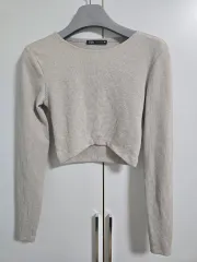ZARA リブ クロップド 長袖 S