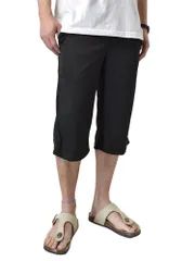 ハーフパンツ 《00ブラック》 新品 未使用 カチオンドライ 吸汗速乾 接触冷感 UVカット UPF50+ ステテコ 7分丈 パジャマ 部屋着 【A3L】【メール便2】 ファッション