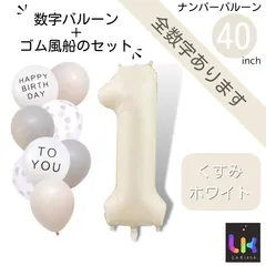 【風船付き 数字 バルーン】 ナンバーバルーン 大きい 誕生日 風船セット くすみ アイボリー バースデー デコレーション