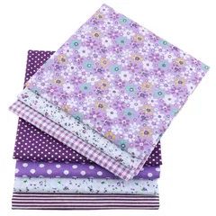 【迅速発送】サムコス 7枚図案セット 生地 布 50*50cm 花柄 パッチワーク布 カットクロス 綿 DIY手芸用 ハンドメイド 小花 はぎれ 花 縫う手作り パッチワー 室内装飾 (パープル)