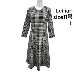 美品 レリアン プラスハウス 幾何学模様 タック ワンピース 大きい