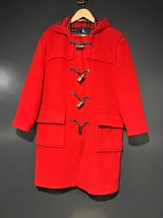 【中古】バーバリー ダッフルコート 赤　メンズM　レディースL相当　チェック