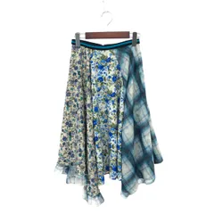 DIESEL ディーゼル フラワープリントアシンメトリースカート サイズ:XXS 花柄/チェック/フリル    ブルー/ベージュ レディース / 240001154204