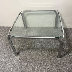 MID century 4段回転可動式 ガラス天板ラウンドテーブル ローテーブル