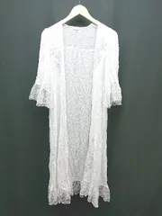 ◇ axes femme アクシーズファム レース 刺繍 薄手 ロング 長袖 カーディガン サイズM ホワイト レディース E 【1308290065921】