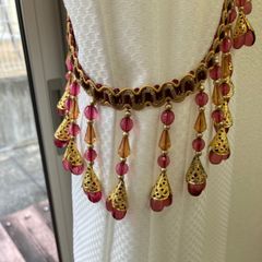 【カーテンタッセル】 エキゾチックビーズタッセル 　レッド　2本組