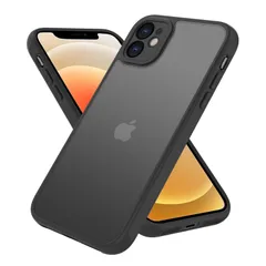 【特価セール】iPhone PinLiSheng(ブラック mini アイフォン12 ケース ケース 12mini あいふぉん スマホケース 12mini) ストラップホール付き 黄変防止 米軍MIL規格 指紋防止 滑り止め 耐衝撃 半透明 用 iPhone1