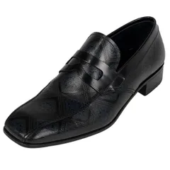 プラダ PRADA コイン ローファー スワール モカ 総柄 紳士 ビジネス 靴 ローファー レザー ブラック メンズ 【中古】のサムネイル