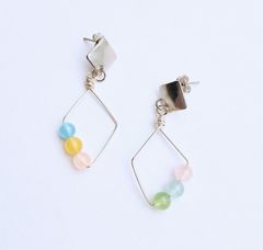 アクアマリン×ひし形ピアス✧金属変更無料✧