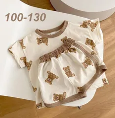 くま柄 ベビー キッズ パジャマ 韓国風 半袖 トップス ズボン セットアップ