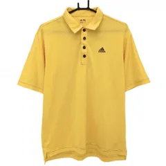 【美品】アディダス 半袖ポロシャツ イエロー 斜め地模様総柄 メンズ M ゴルフウェア adidas
