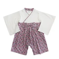 ☆ ピンク ☆ 90cm ☆ ボトム花柄袴ロンパース60cm- 袴 ロンパース 女の子 はかま ハカマ フォーマル 100日祝い 百日祝い お食い初め 赤ちゃん 小花柄 お宮参り 出産祝い 全開き ボトム花柄袴ロンパース 725007 ベビードレス