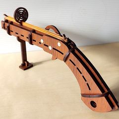 パズル造形「火縄式ゴム銃」（キット品）シート貼りＭＤＦ表面色オーク（茶）