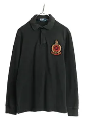 【お得なクーポン配布中!】 90s ポロ ラルフローレン ボーダー 長袖 ラガー シャツ メンズ M 90年代 オールド 長袖シャツ ラグビーシャツ ヘビーウェイト 黒 ワッペン