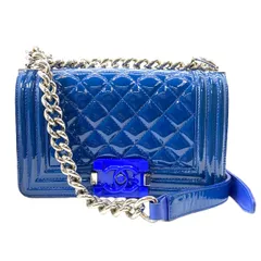 シャネル A67086 ボーイシャネル スモール チェーンショルダーバッグ パテントレザー エナメル ブルー シルバー ココマーク CHANEL 正規品 安心品質 レディース ブランドバッグ 高級感 ミニバッグ 斜め掛け ショルダー おしゃれ デザイン