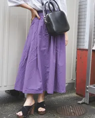 Tuck A-Line Flare Long Skirt (purple)のサムネイル