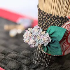 【受注製作】　カラーオーダー　つまみ細工　あじさい　コーム　ちょこっと挿し　カラーオーダー　かんざし　髪飾り　梅雨　紫陽花　浴衣　夏祭り　megtsumami