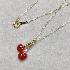 ネックレス 日本産赤珊瑚c1.54ct ダイヤモンドD0.01ct アクセサリー